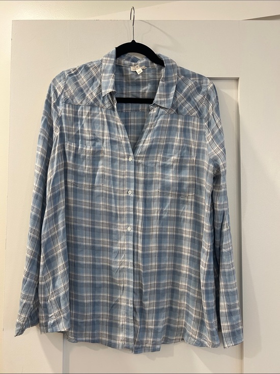 Soft Joie Tops - Soft Joie Light Blue Plaid Button-Up Shirt, Super Soft, Medium